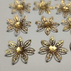 Elegant Gold Tone Floral Earrings